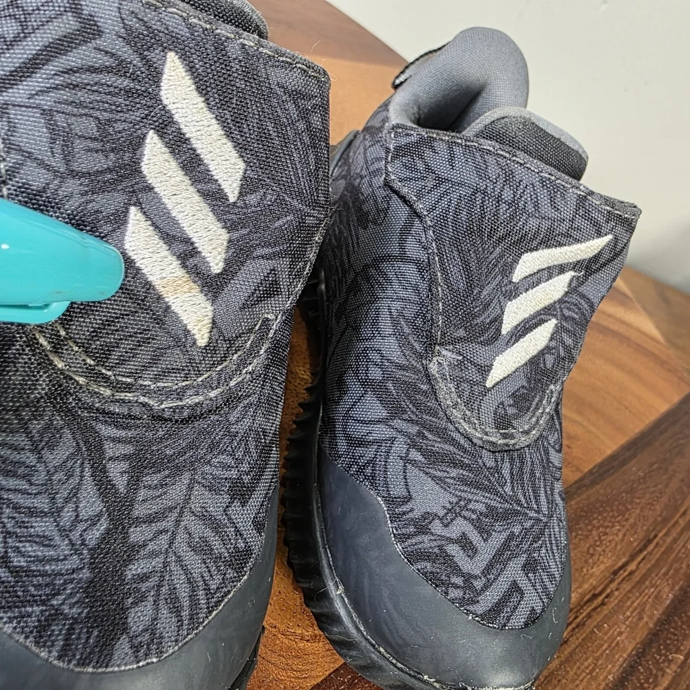 Adidas Kids FortaRun AC Black/Grey Palm Leaf Print Sneakers Size 4K